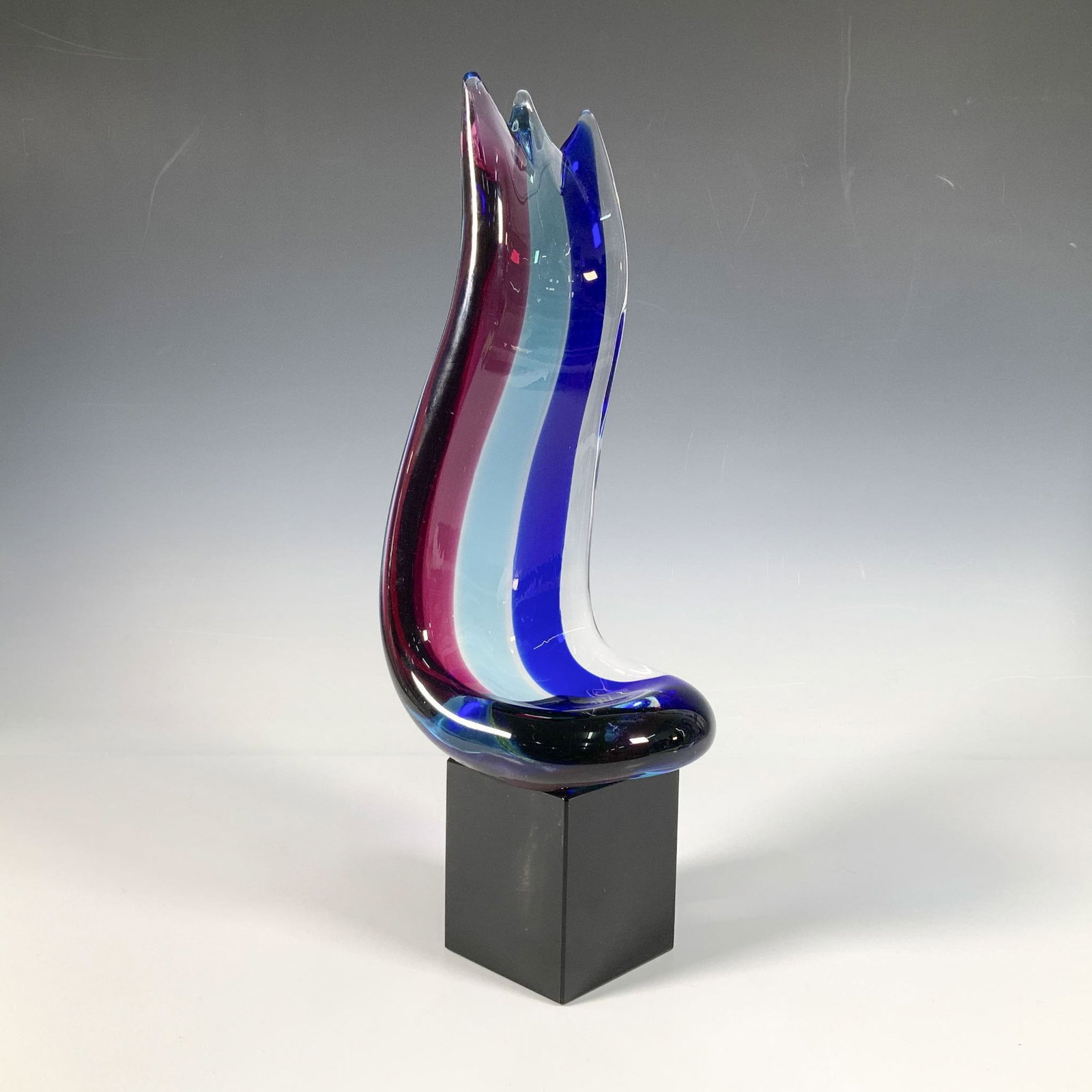 Mid Century Abstract Curved Art Glass Sculpture (1 of 3)
