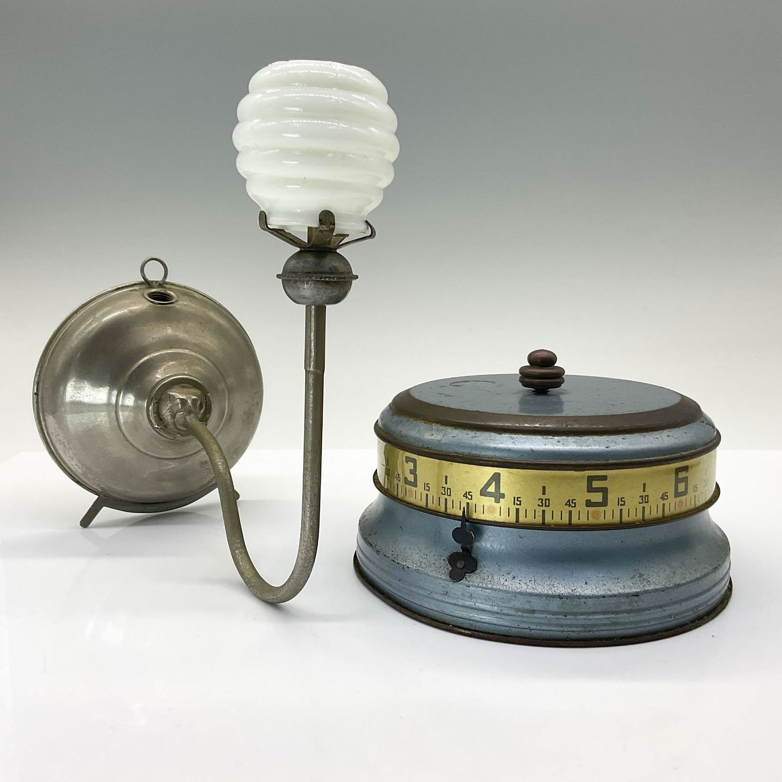 2pc Antique Oil Night Light & Lux Wind Up Clock (1 of 4)