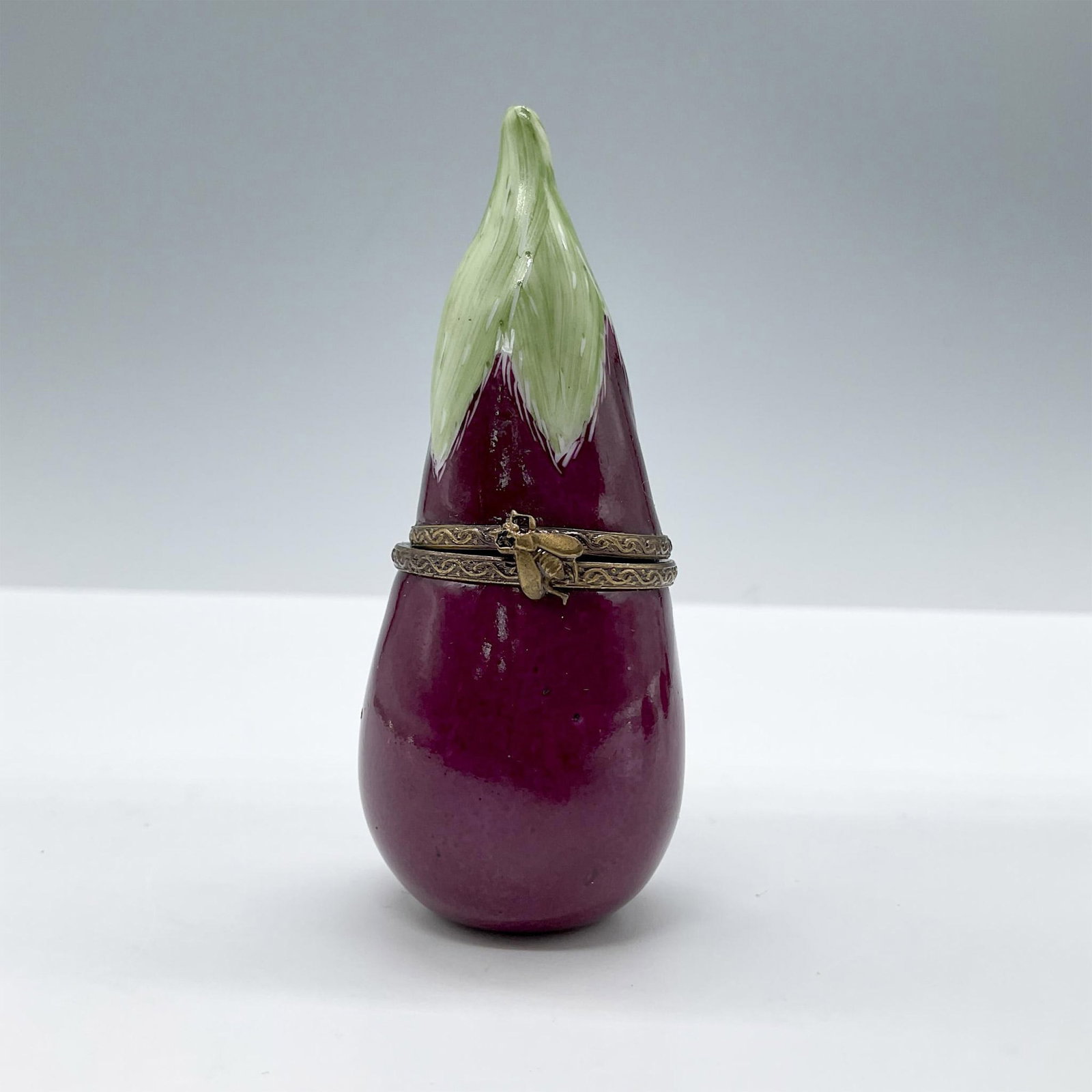 Limoges Porcelain Treasure Box, Eggplant (1 of 3)