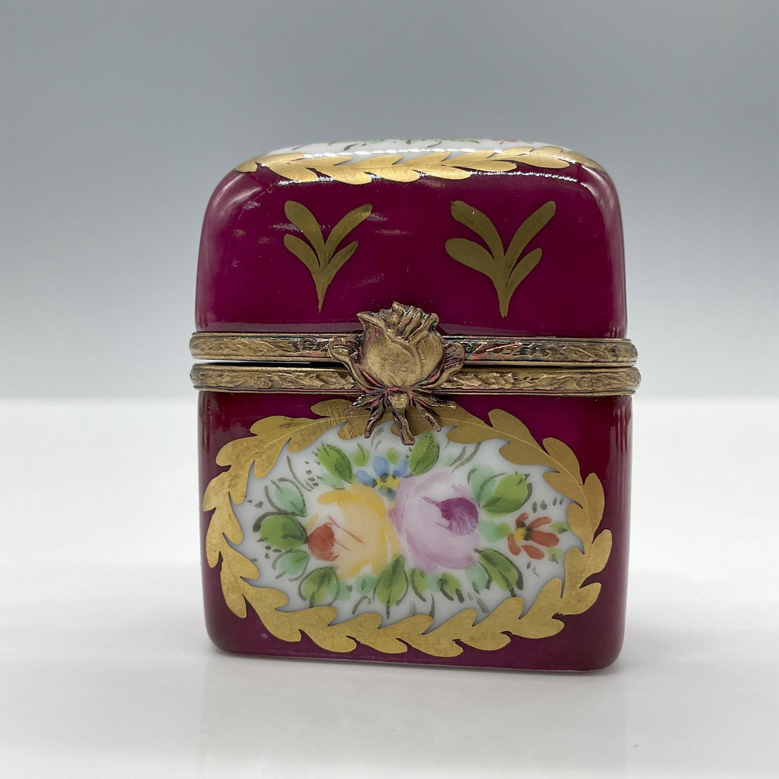 Limoges Porcelain Treasure Box, Red Chest (1 of 4)