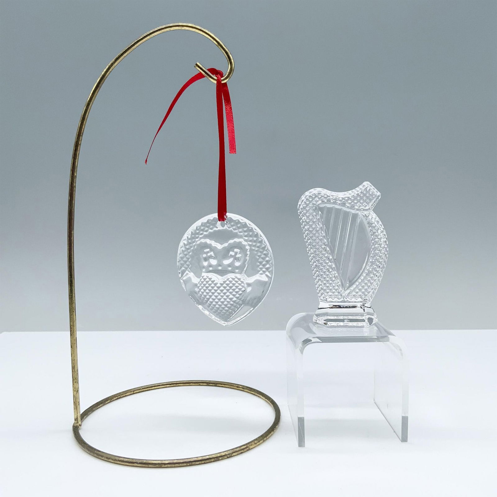 2pc Waterford Crystal Claddagh Ornament & Harp Paperweight (1 of 5)