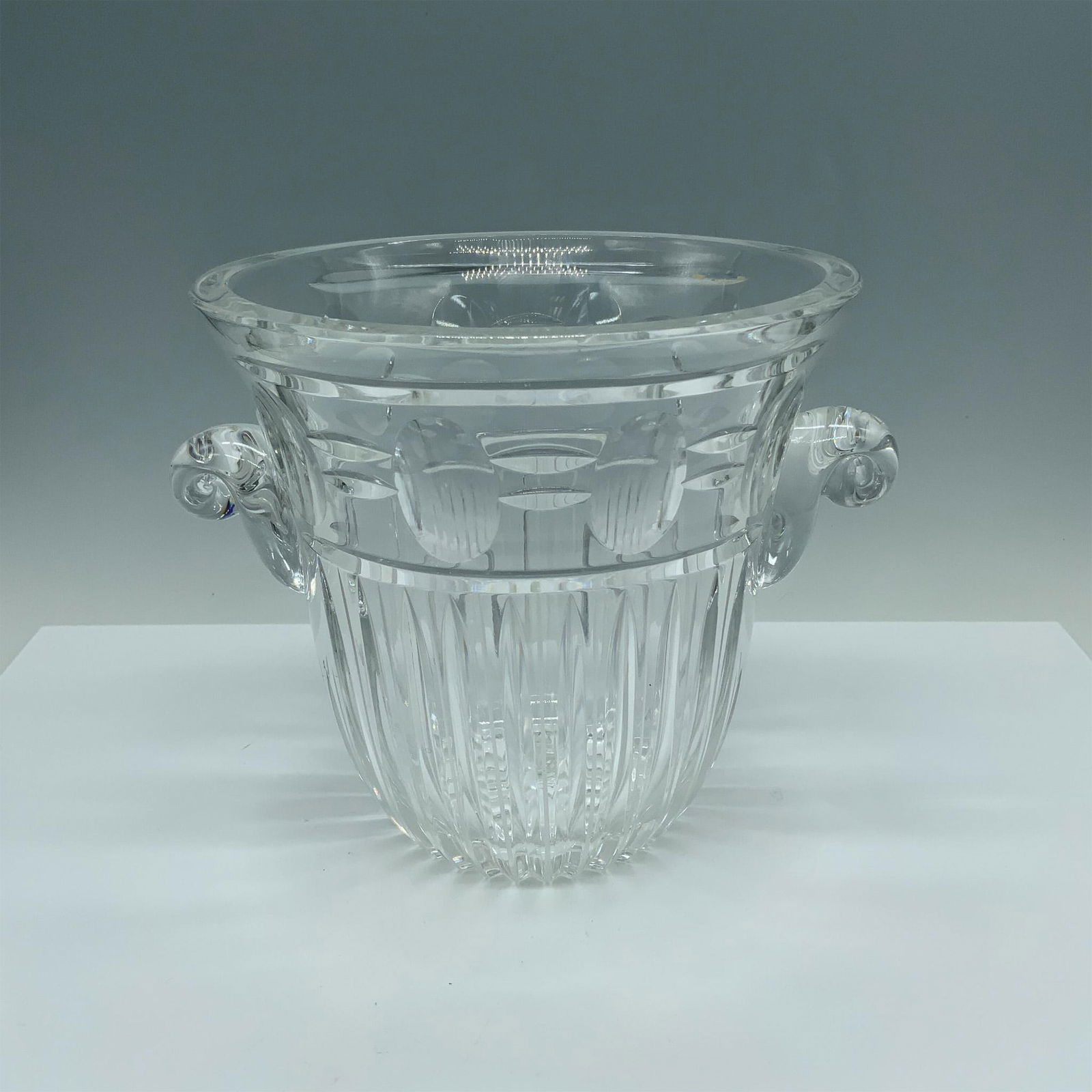Elegant Cut Glass Crystal Ice Bucket with Scroll Handles (1 of 3)