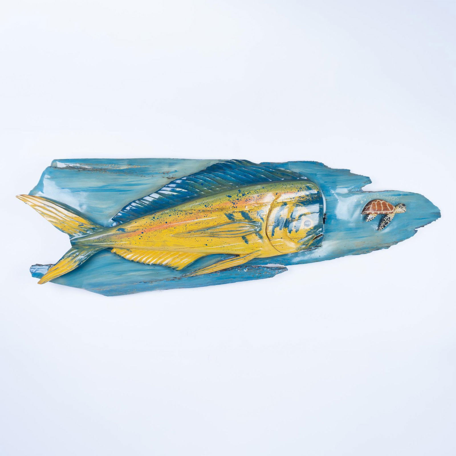 Reclaimed Painted Wood Mahi & Sea Turtle Tropical Wall Art (1 of 9)