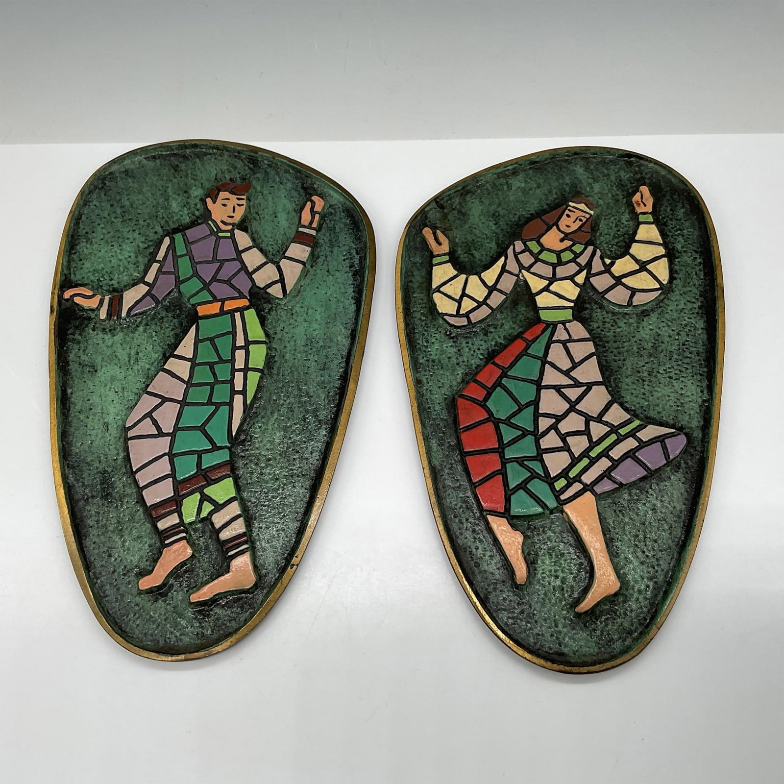 2pc Dayagi Brass Enamel Wall Plaques (1 of 2)