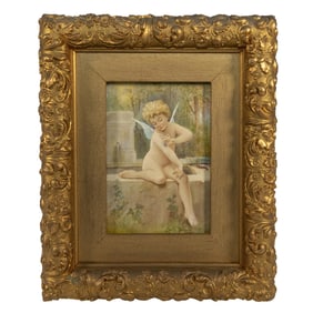 Leslie Johnson Painted Porcelain Plaque, Eros