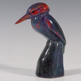 Royal Doulton Flambe Figurine, Kingfisher On Rock HN131