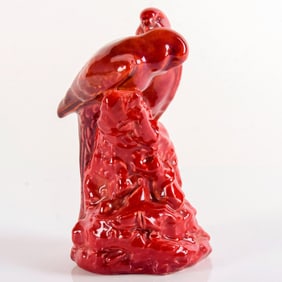 Royal Doulton Flambe Figure Parakeets on Tree Stump