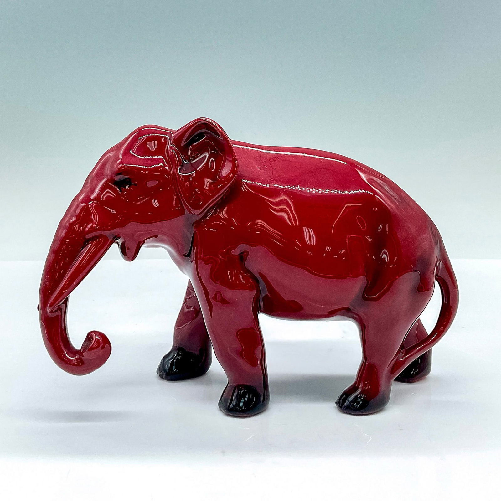 Royal Doulton Flambe Figure, Elephant Trunk Down Curled (1 of 4)