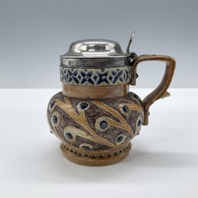 R. W. Martin Stoneware Condiment Pot with Sterling Lid