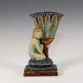 Doulton Lambeth George Tinworth Stoneware Spill Vase