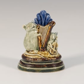 Doulton Lambeth George Tinworth Menu Holder, Harp & Cello