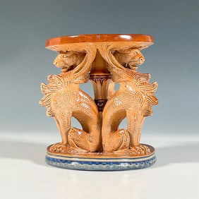 Royal Doulton Art Union of London Rare Stoneware Centerpiece, Mythical Lions