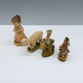 4pc Anri Italian Wood Figurines, Sarah Kay and Ferrandiz