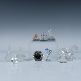10pc Crystal and Glass Figurine Grouping