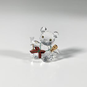 Swarovski Silver Crystal Figurine, Kris Bear Celebration