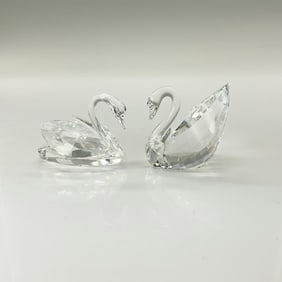 2pc Swarovski Silver Crystal Figurines, Swans