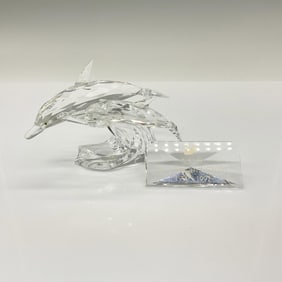2pc Swarovski Crystal Figurine, Lead Me Dolphins w/Plaque