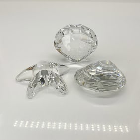 3pc Swarovski Crystal Paperweights, Starfish, Shell & Clam