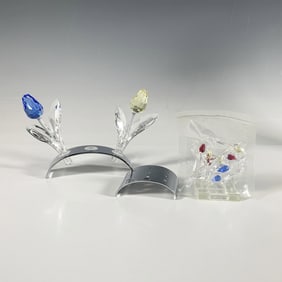 2pc Swarovski Crystal Tulip Figurines with Stands