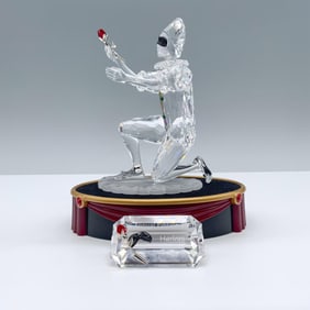 3pc Swarovski CS Figurine, 2001 Harlequin with Plaque + Base