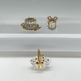 3pc Swarovski Crystal Ornaments, Birthday Celebration