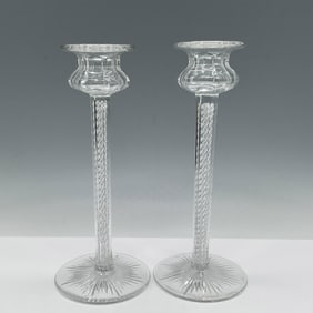 Pair of Crystal Glass Candleholders