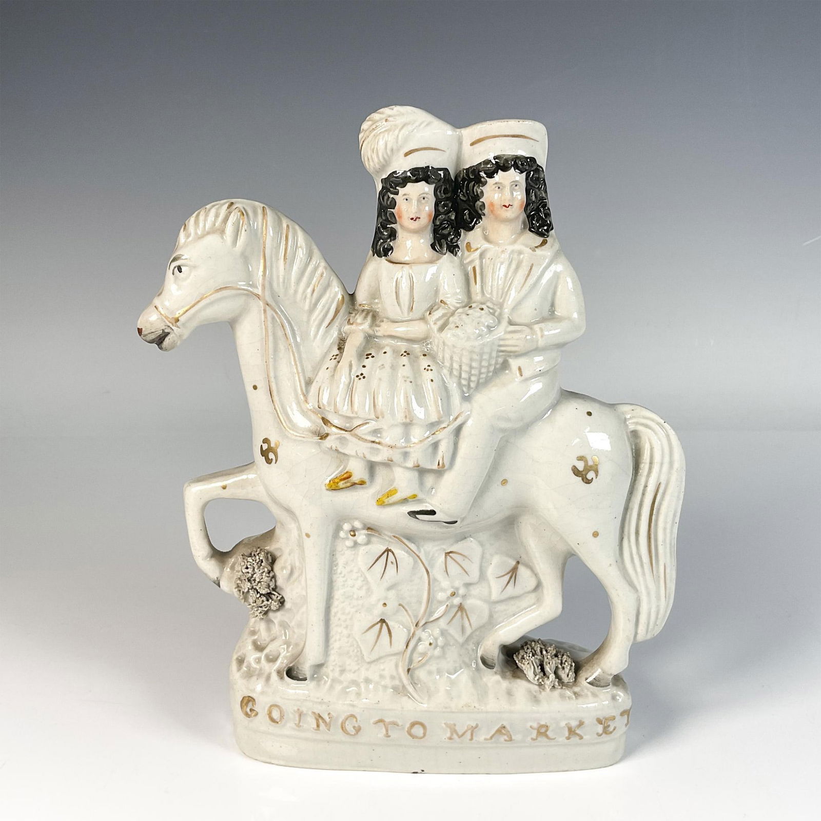 Antique Staffordshire Pottery Figurine, Going to Market (1 of 5)