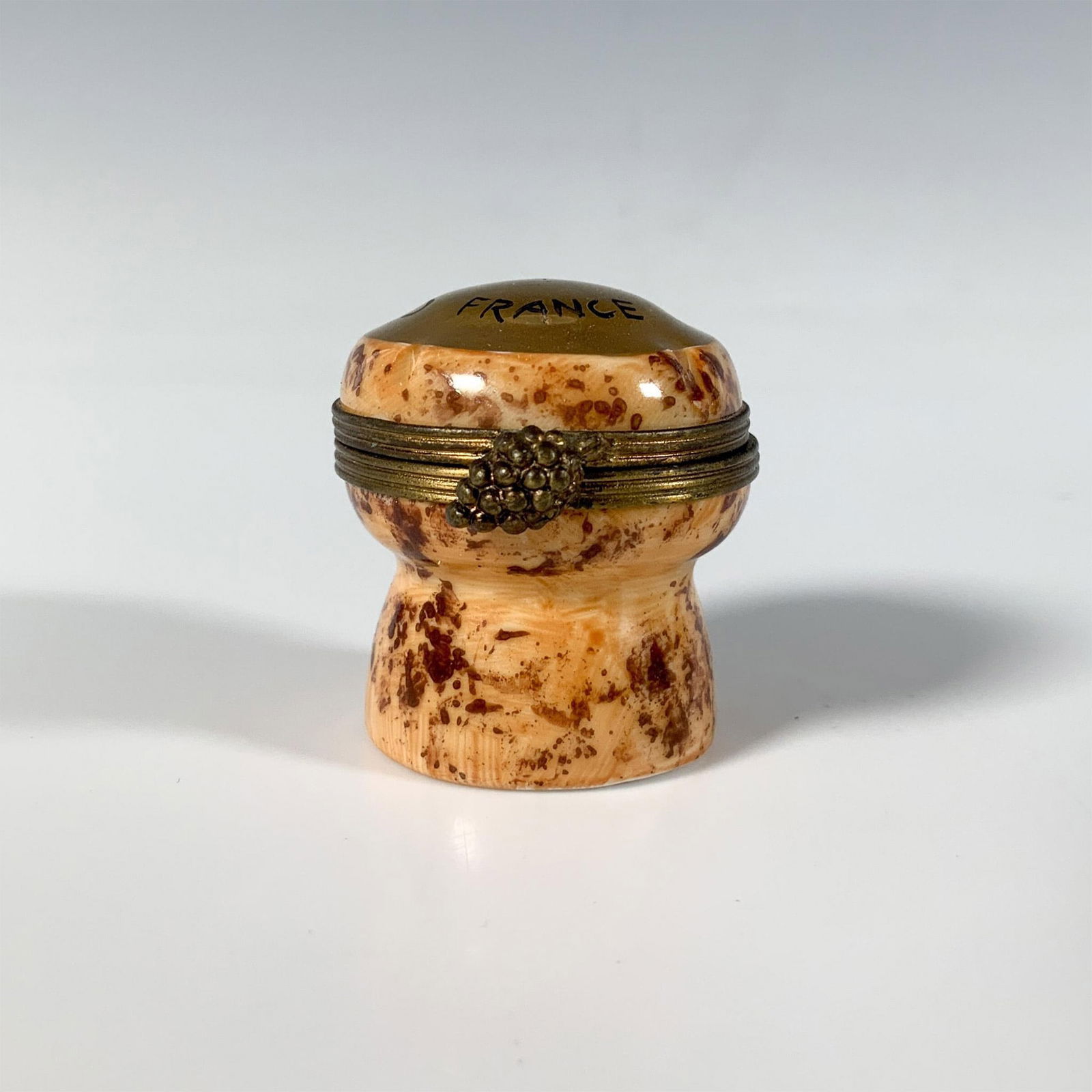 Limoges Chamart Porcelain Miniature Box, Champagne Cork (1 of 5)