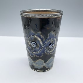 George Tinworth Doulton Lambeth Beaker w/ Sterling Rim