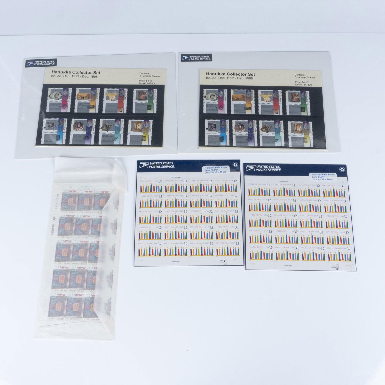 6 Sheets United States and Israel Hanukkah Postal Stamps (1 of 8)