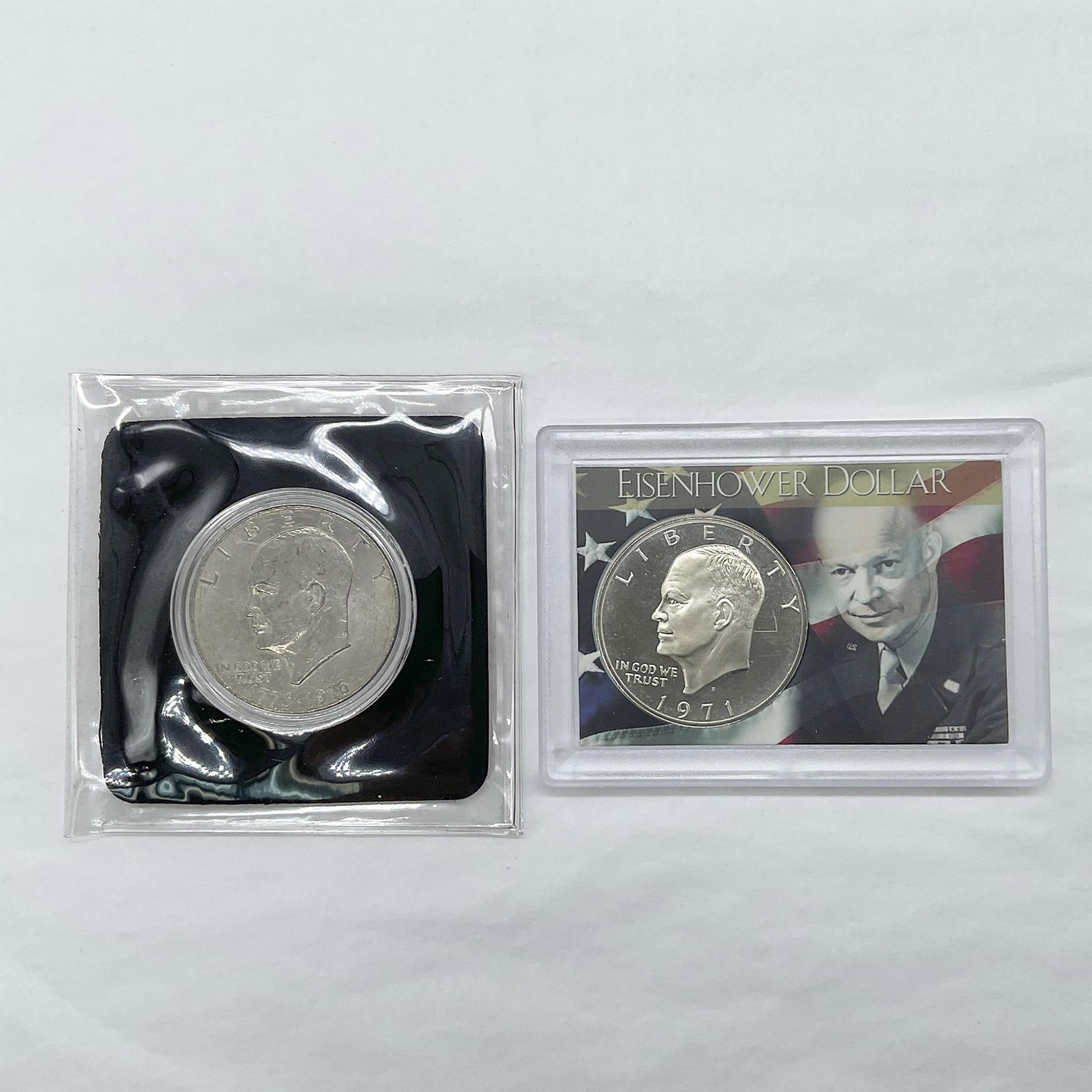 2pc 1971 & 1976 US Eisenhower Silver Dollar Coins (1 of 3)