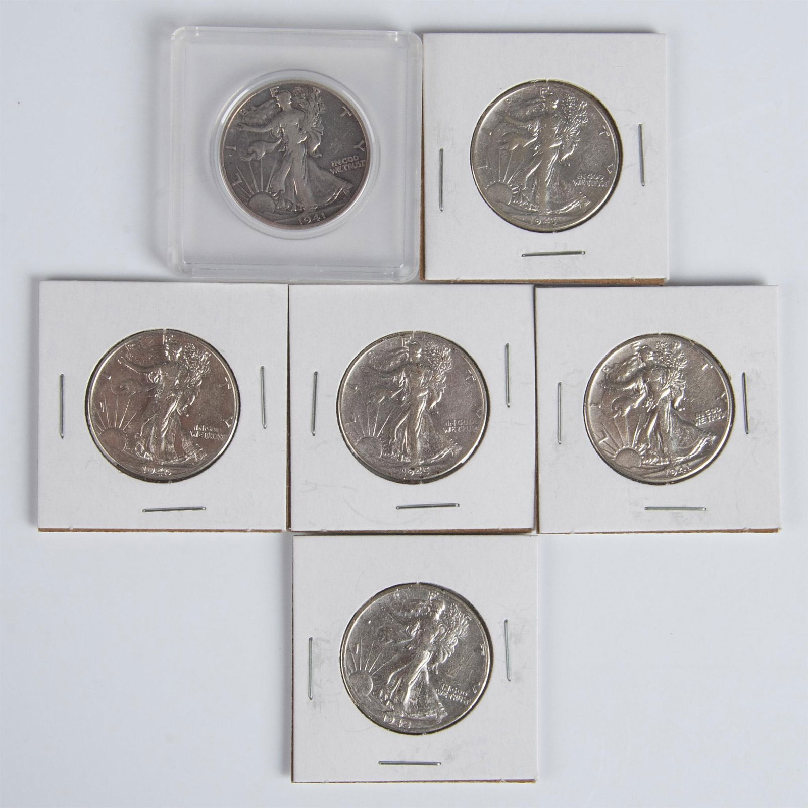 6pc 1941-1946 U.S Walking Liberty Silver Half Dollars F12 (1 of 2)