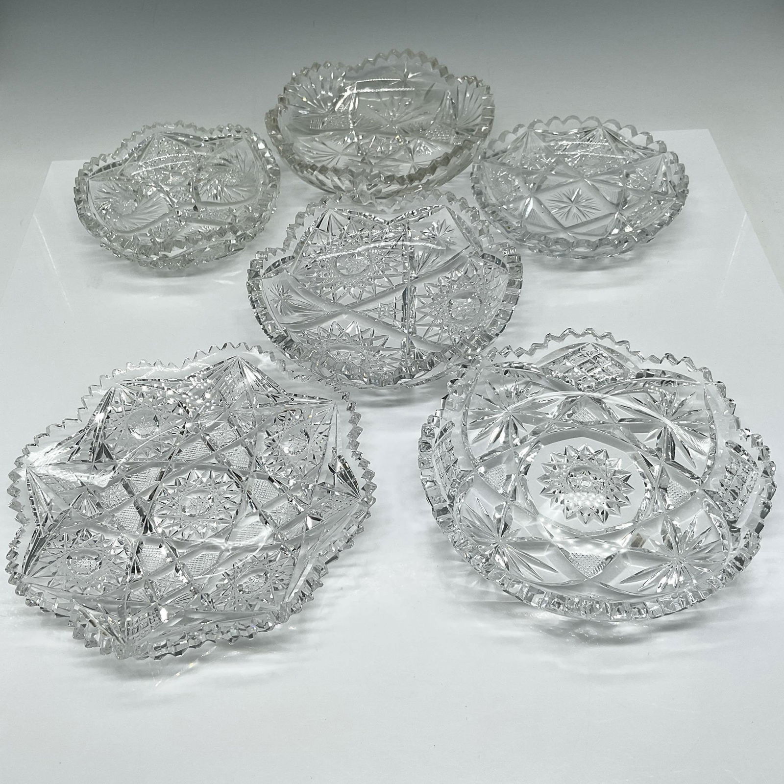 6pc Cut Crystal Glass Serving Dishes (1 of 2)