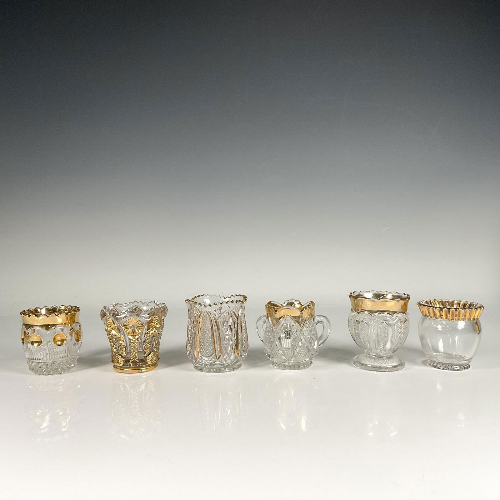 6pc Glass Toothpick Holders with Gilt Accents (1 of 3)