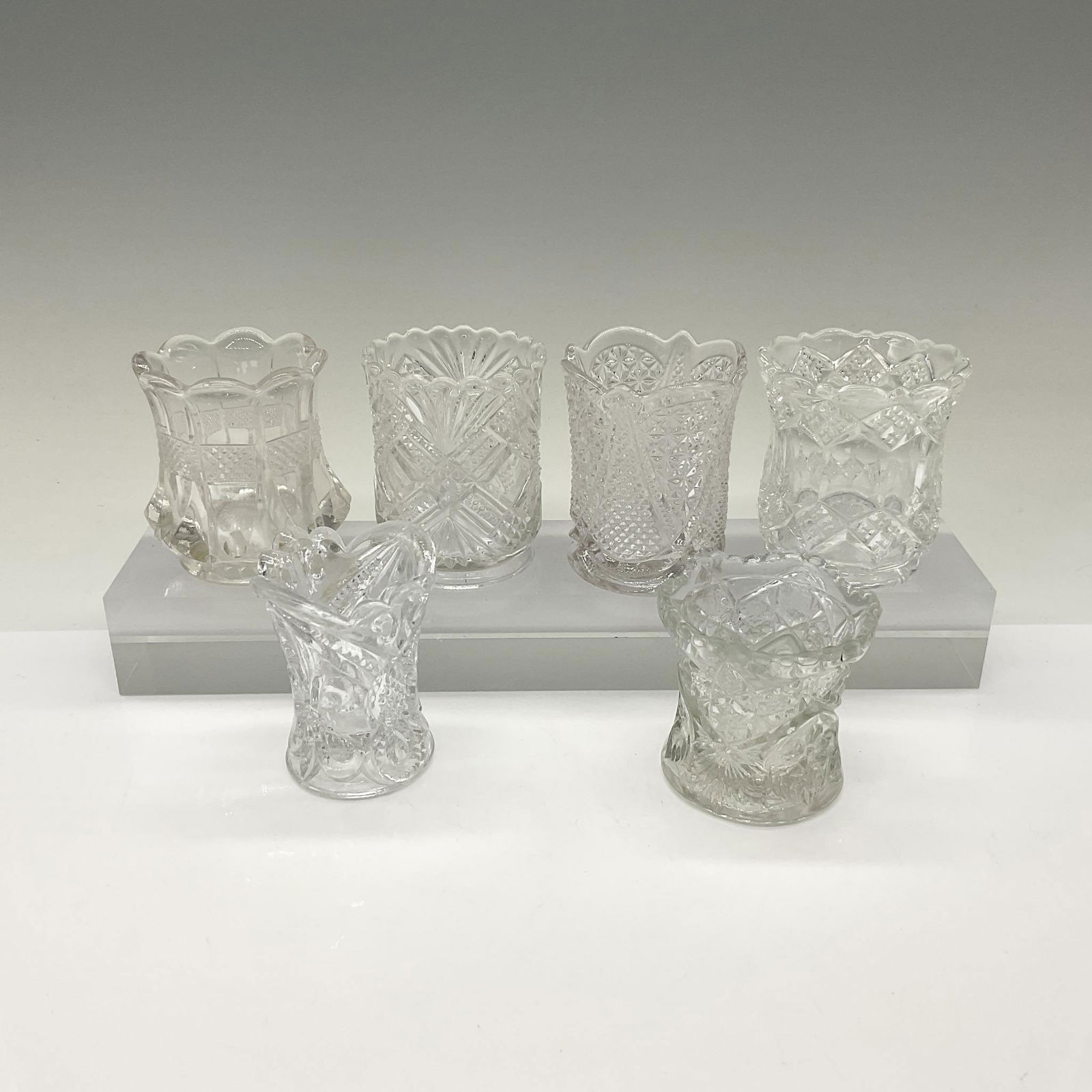 6pc Pattern Glass Toothpick Holders (1 of 3)