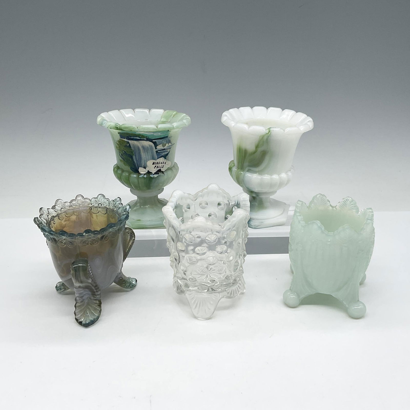 5pc Green Art Glass Toothpick and Cigarette Holders (1 of 3)