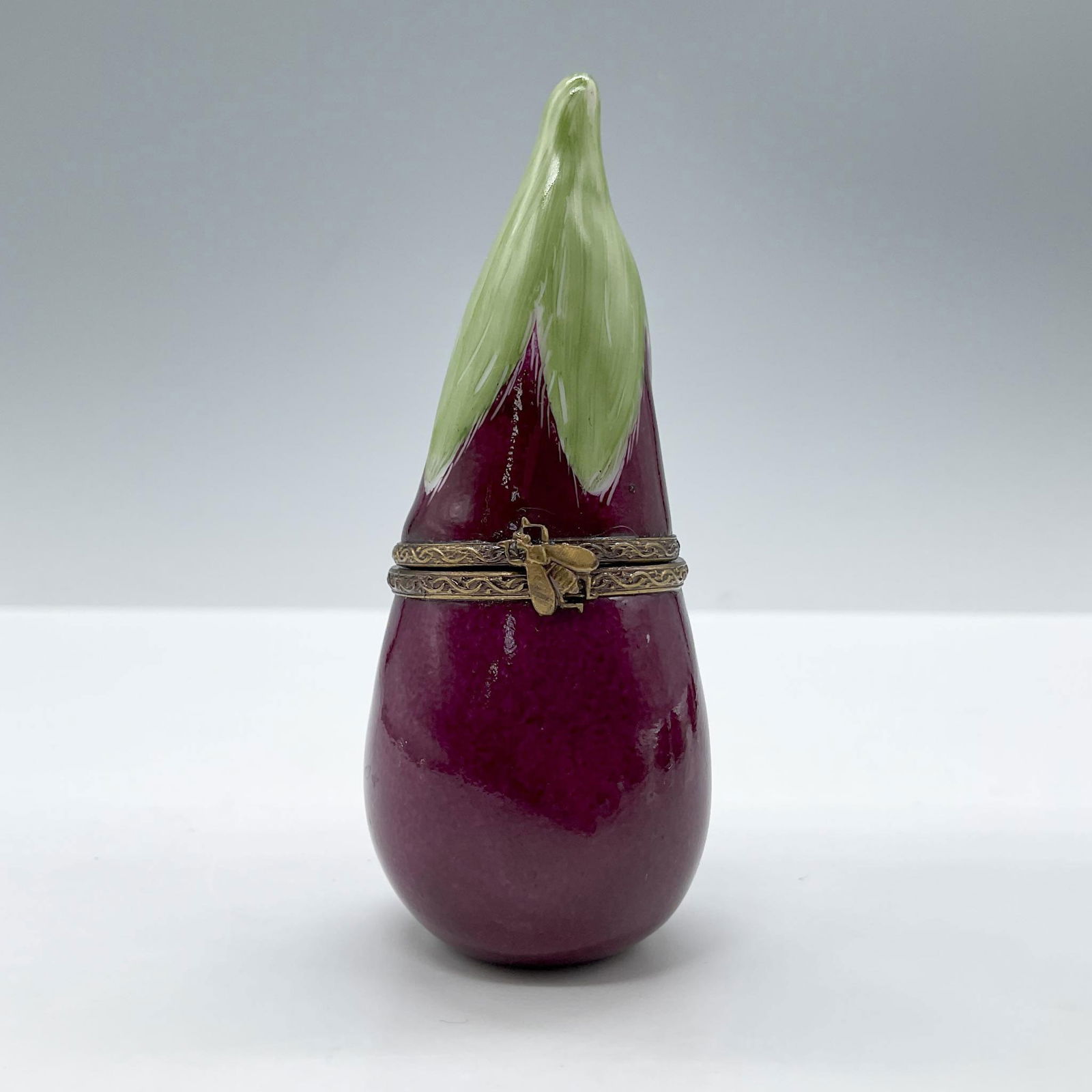 Limoges Porcelain Treasure Box, Eggplant (1 of 3)