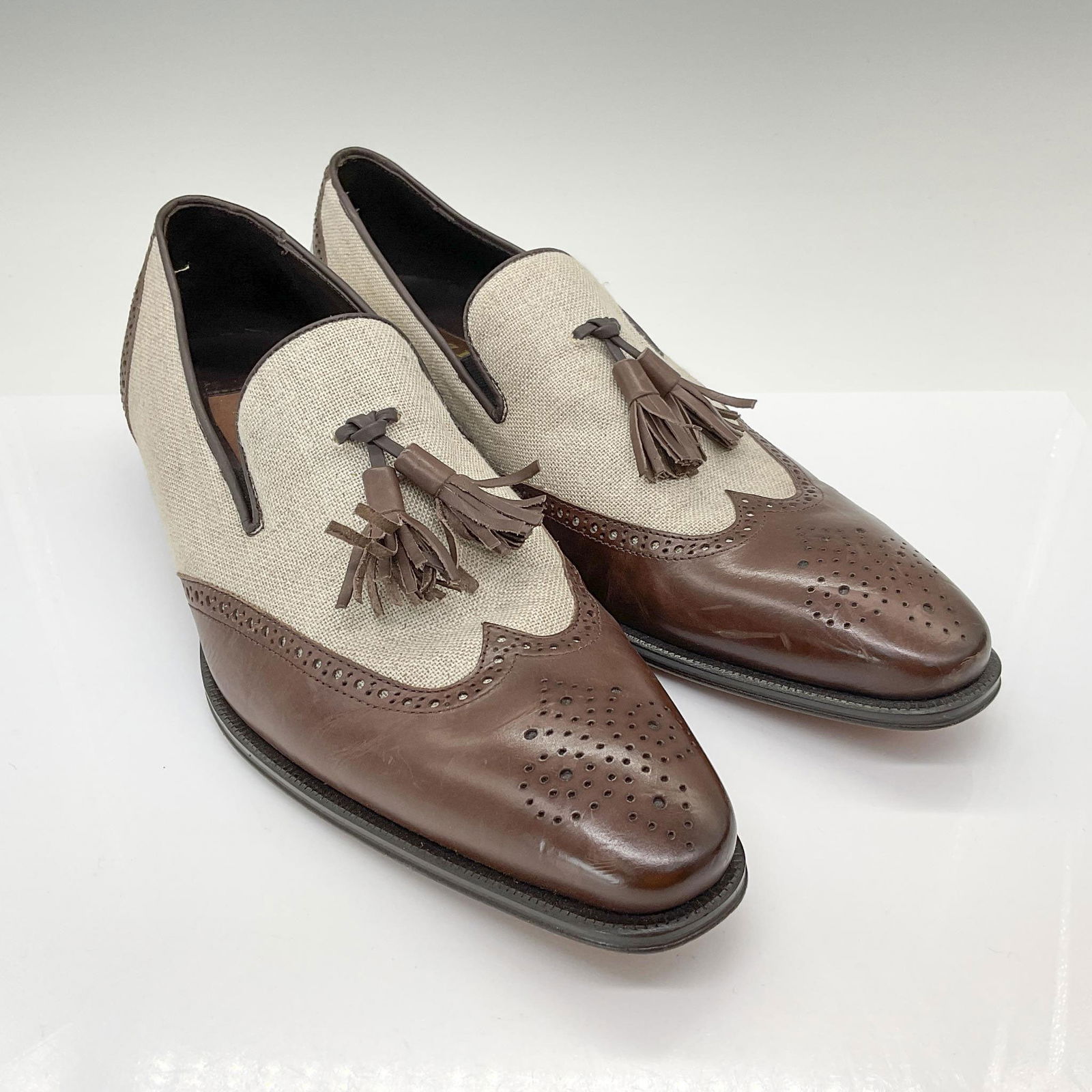 Mezlan Men's Luxury Designer Loafer Shoes, Linen & Leather (1 of 6)