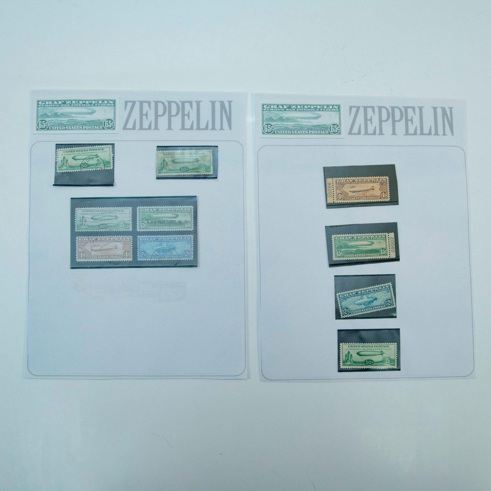 Six 1930s U.S. Airmail Graf Zeppelin Postage Stamps (1 of 8)