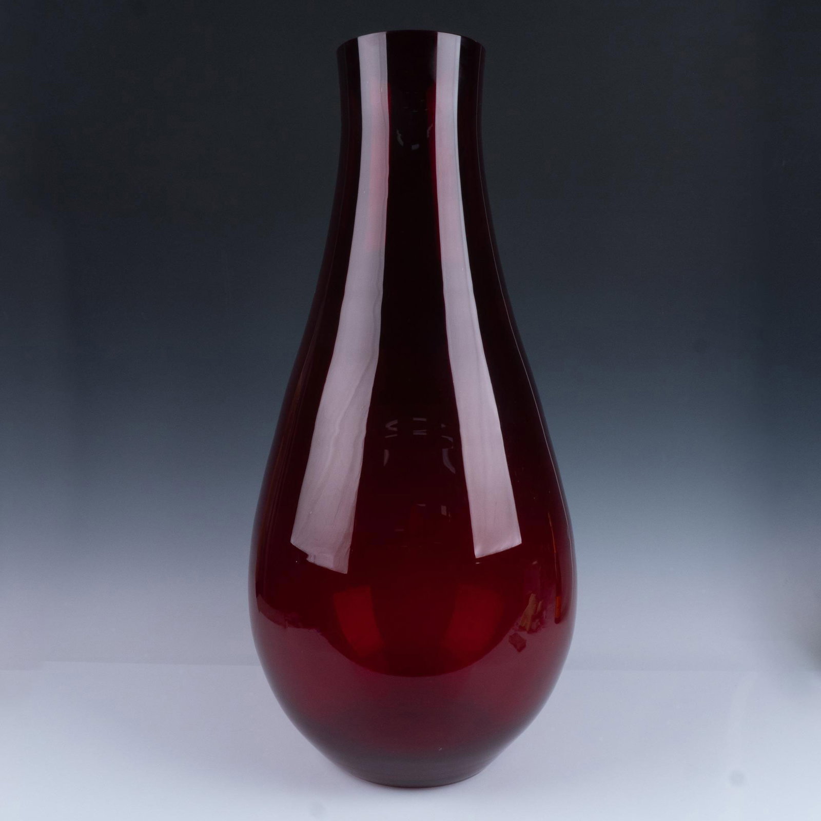Mid-Century Modern Ruby Red Blown Glass Floor Vase (1 of 3)