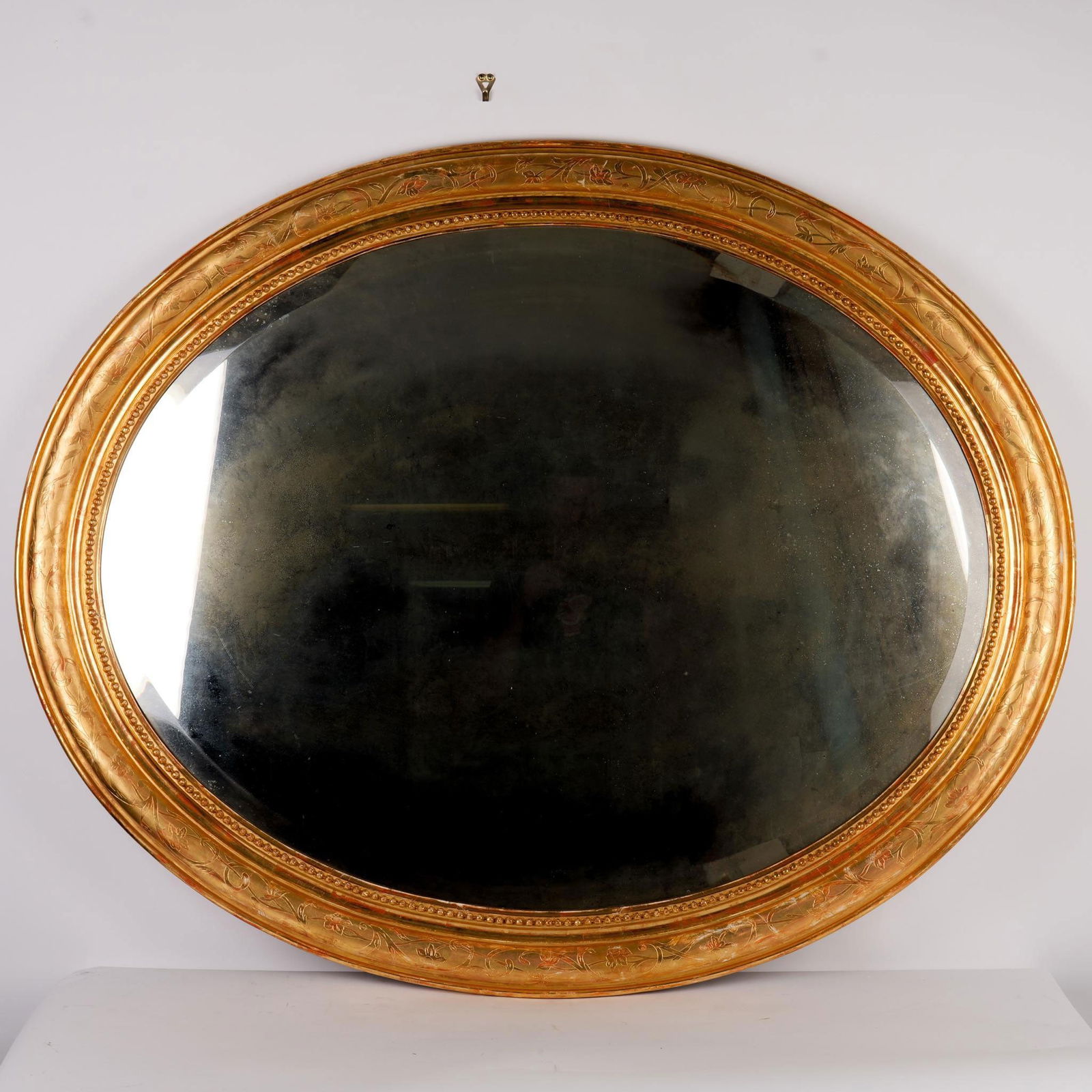 Louis Philippe Style Large Gilded Floral Oval Wall Mirror (1 of 6)