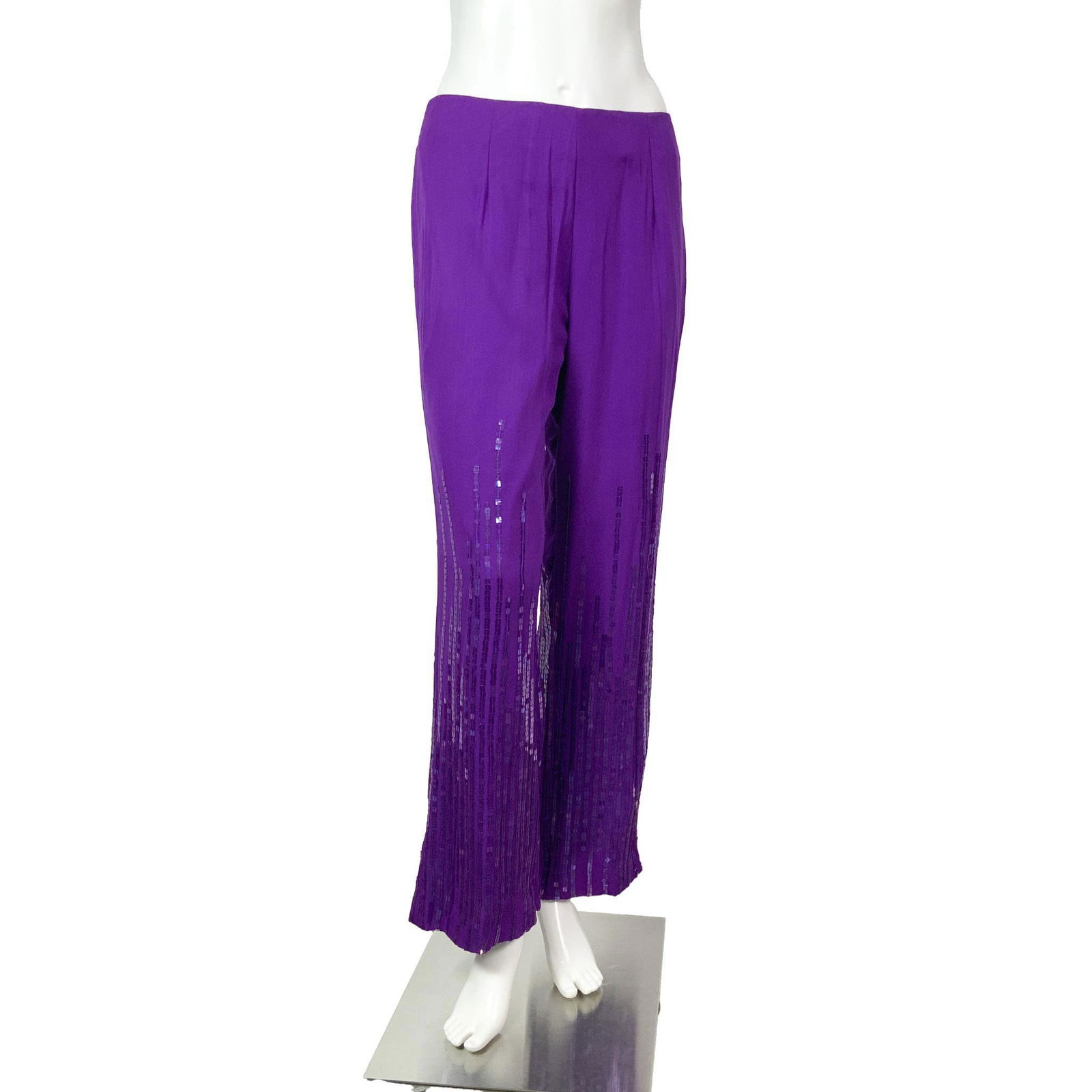Cache Purple Silk Sequined Pants (1 of 7)