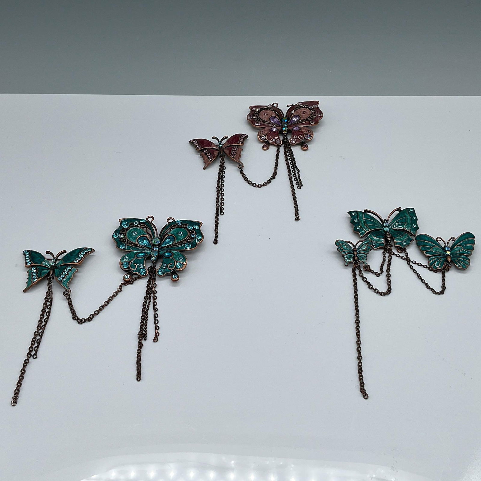 3pc Butterfly Pin/Brooch Grouping, Enamel and Crystal (1 of 6)