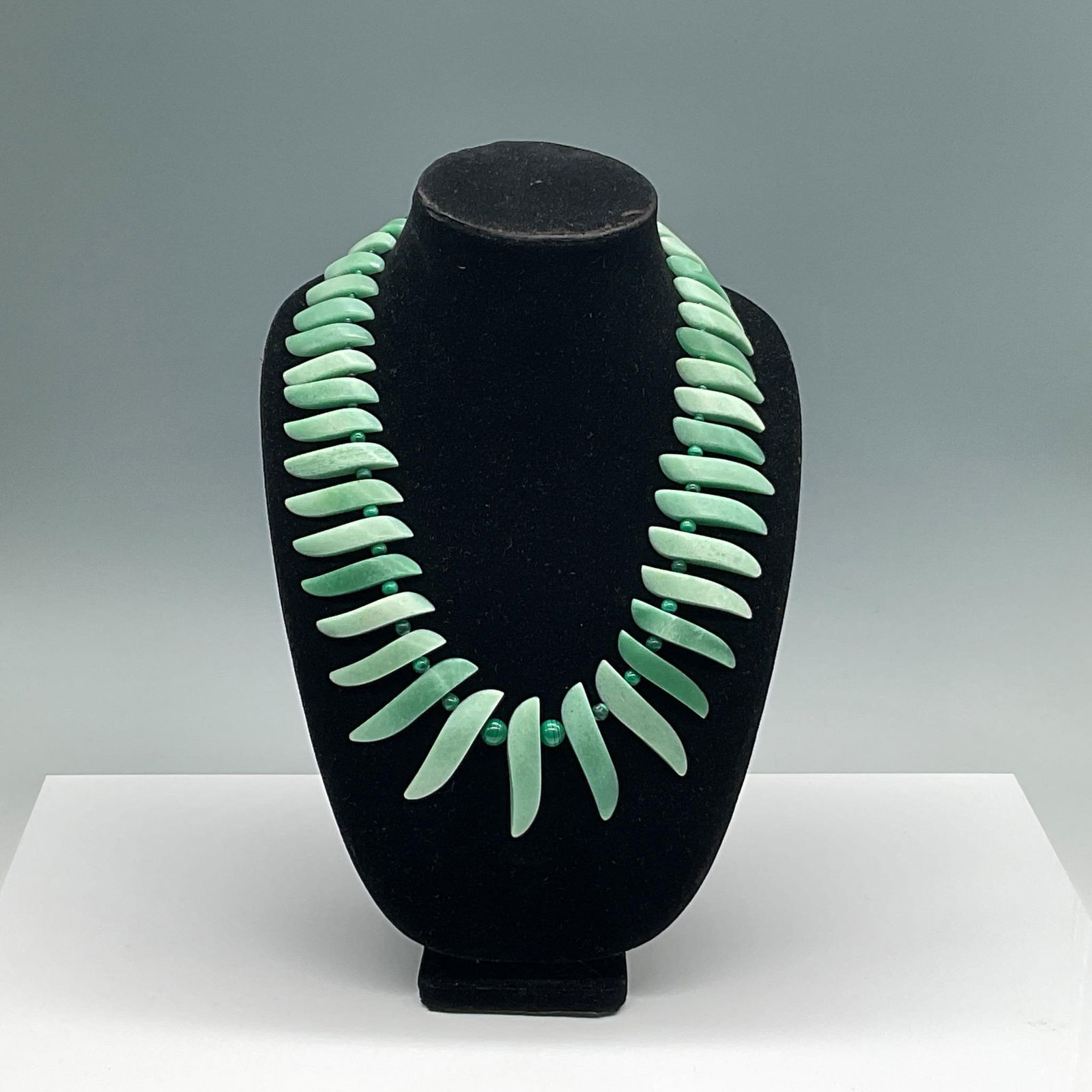 Green Aventurine and Malachite Bead Statement Necklace (1 of 4)