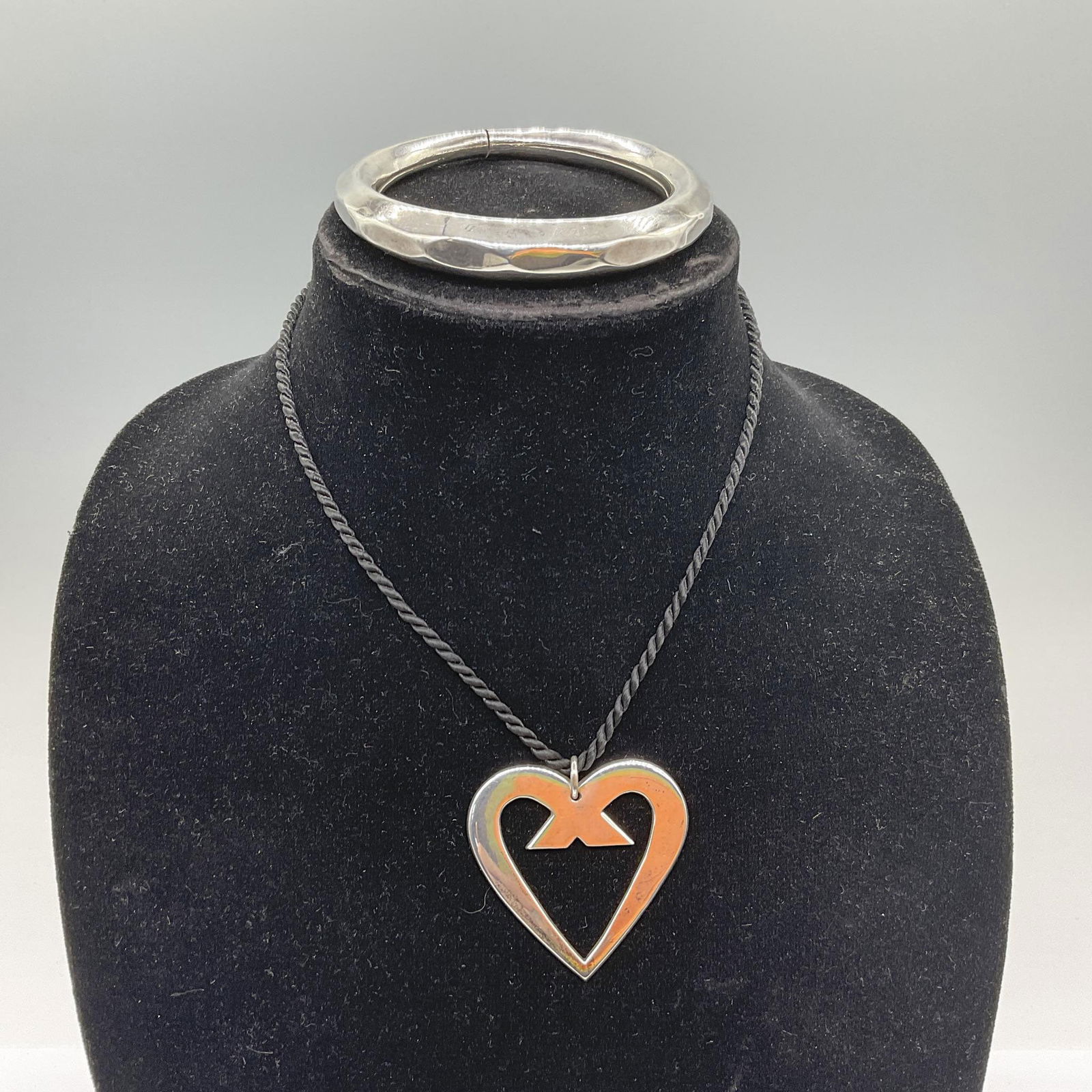 2pc Sterling Silver Bracelet and Heart Necklace Pendant (1 of 4)