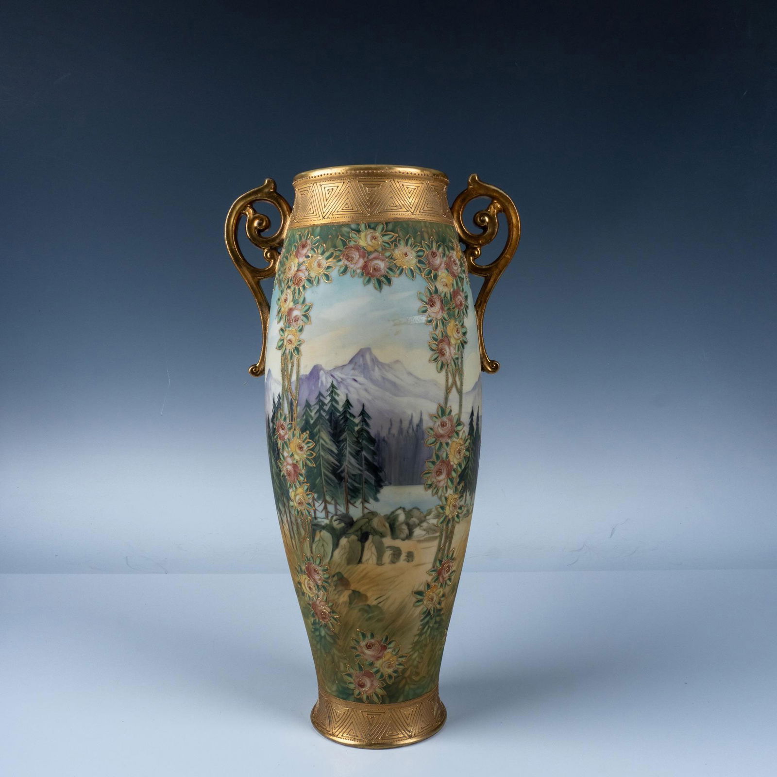 Antique Nippon Porcelain Vase with Gilded Handles (1 of 6)
