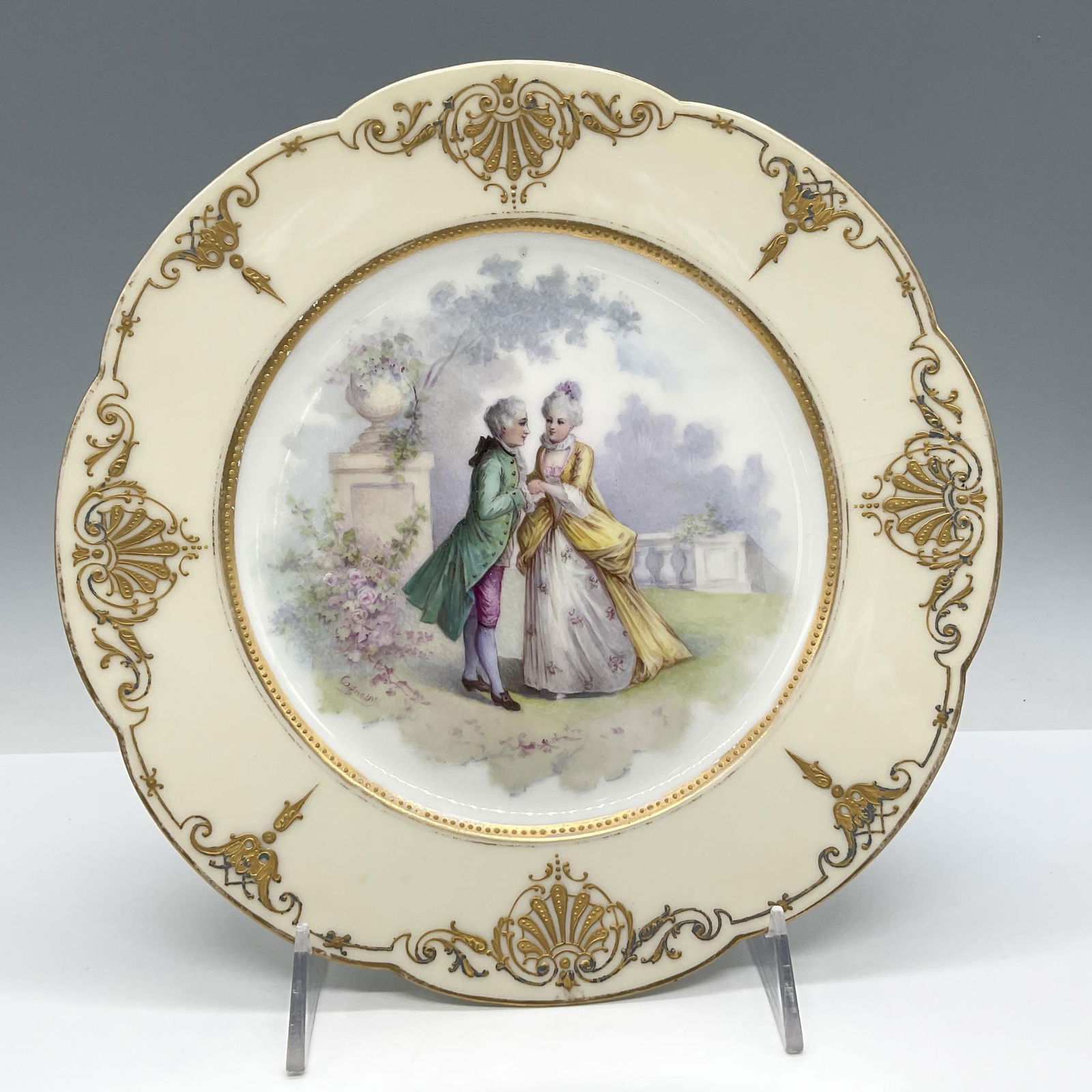 Sevres Porcelain Hand-Painted Courting Scene Plate (1 of 2)