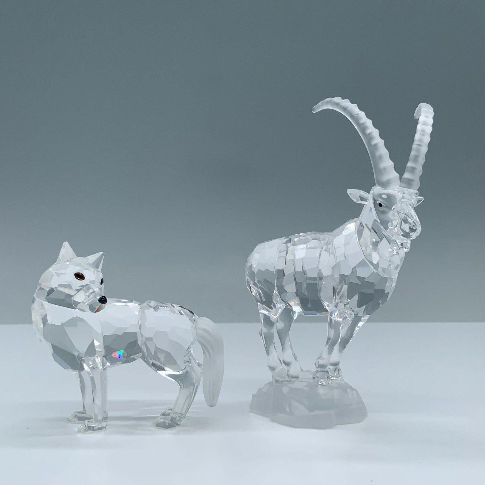 2pc Swarovski Crystal Figurines, Ibex & Wolf (1 of 3)