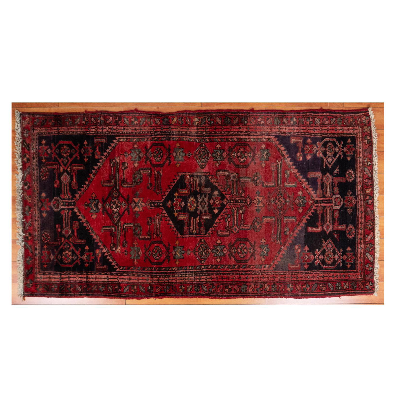 Persian Hamadan Red Geometric Pattern Rug (1 of 9)