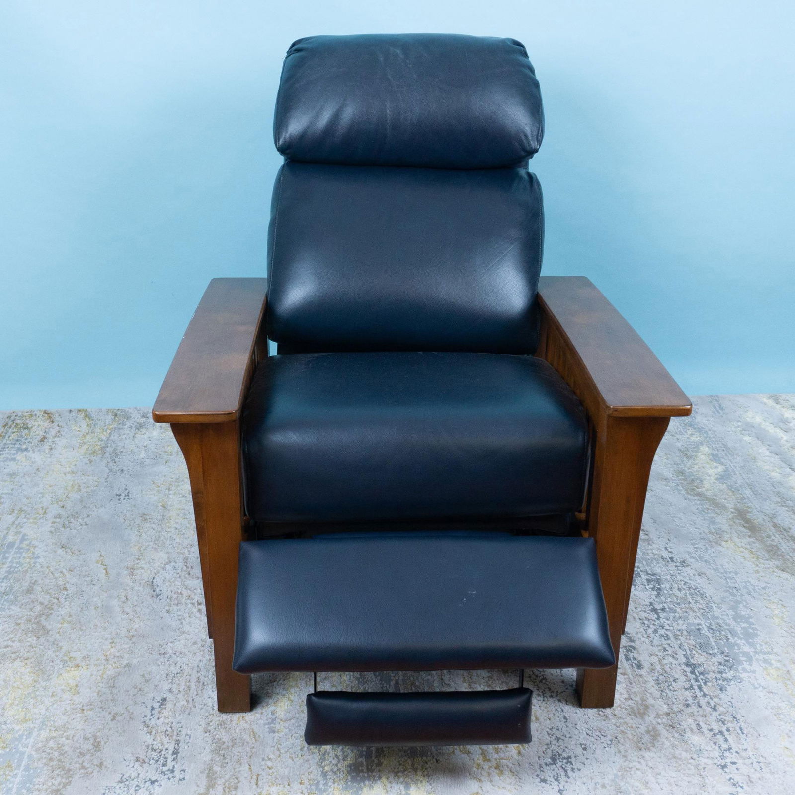 Barcalounger Mission Recliner Chair w/ Soft Blue Leather (1 of 14)